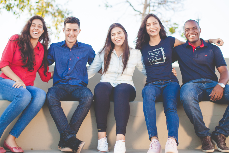 group of smiling students