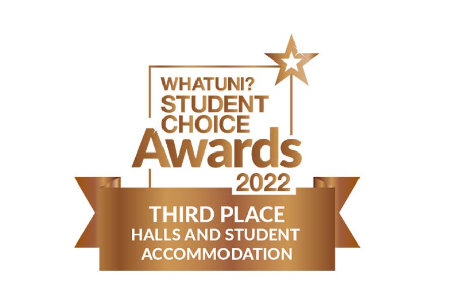 a logo of WhatUNI Student choice AWARDS 2022 in the colour bronze