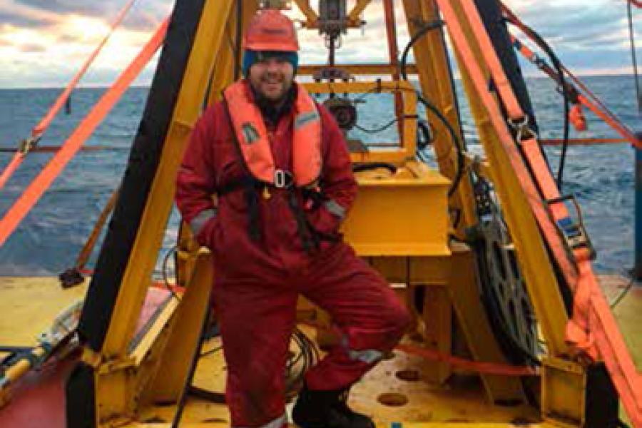 Ocean Sciences graduate, Ben Allinson on a boat
