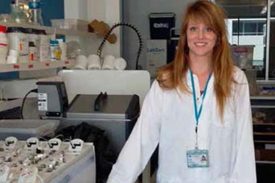 Ocean Sciences graduate, Sian Tooze in the laboratory