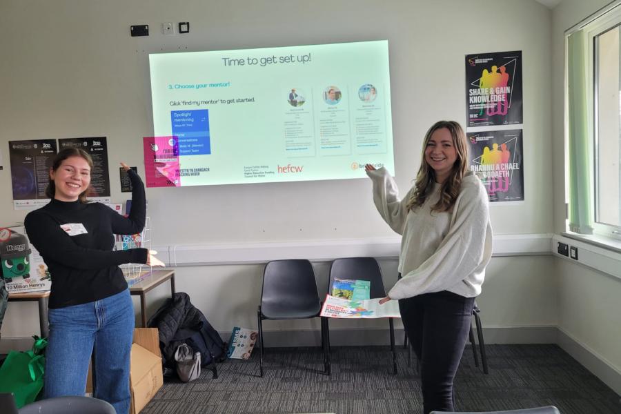 Brightside representatives helping in student workshop