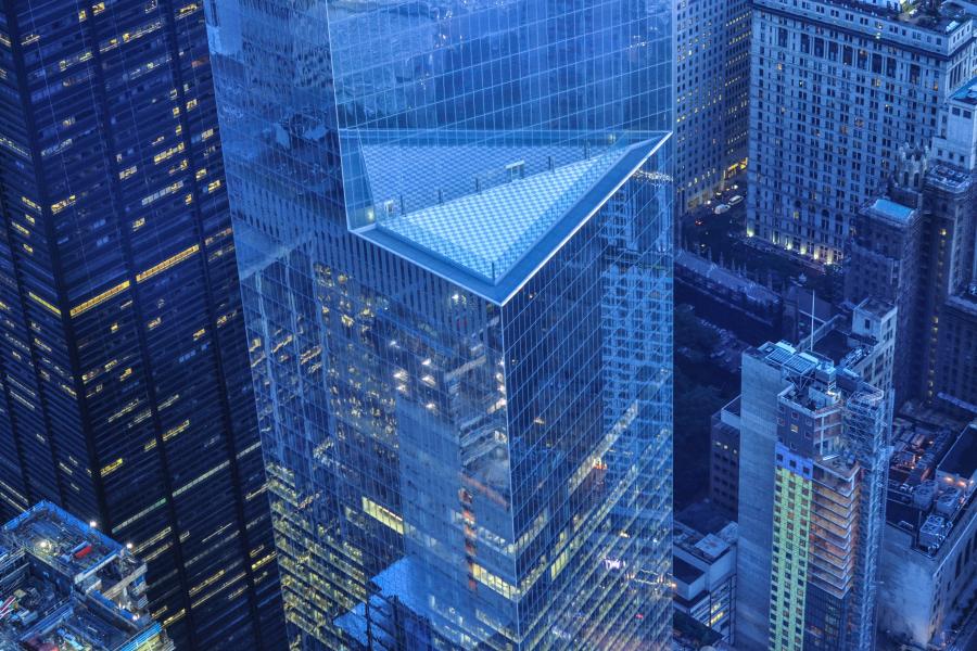 buildings in blue light