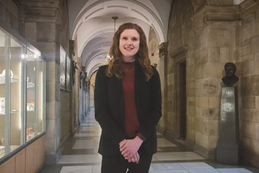 Sara Closs Davies looking to camera