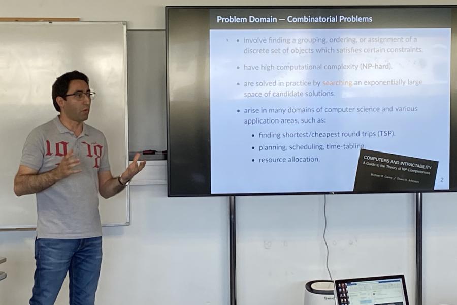 Dr Mosab Bazargani  spoke on solving complex optimisation problems using metaheuristics.