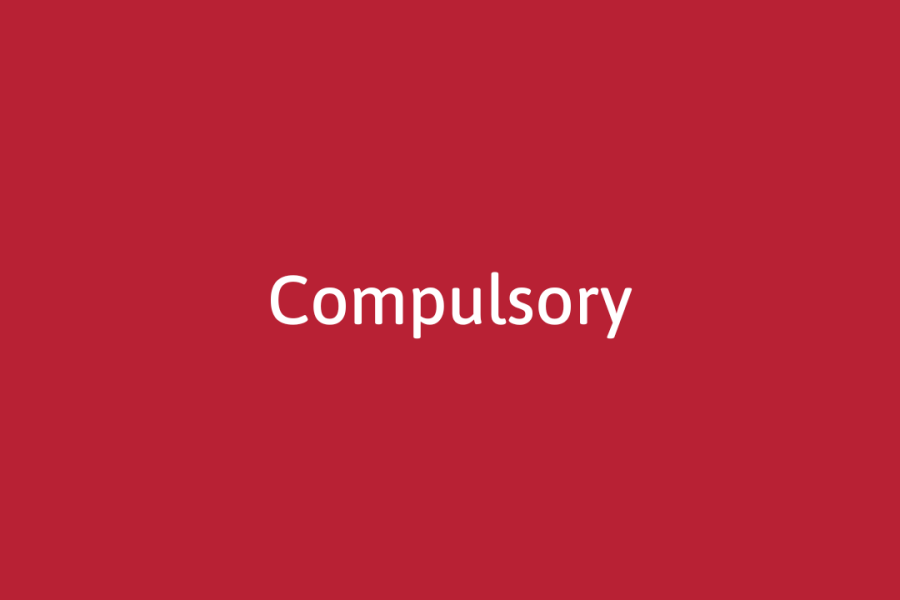 Compulsory welcome week event. All events marked with this red block are compulsory. 
