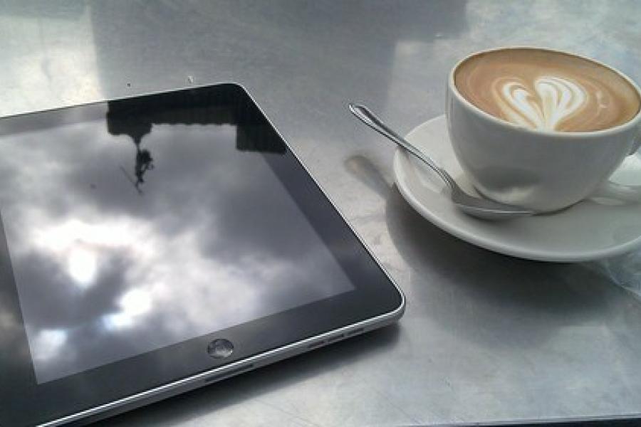 Mindfulness image of coffee and tablet