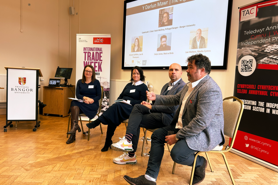 Panel of men and women in discussion