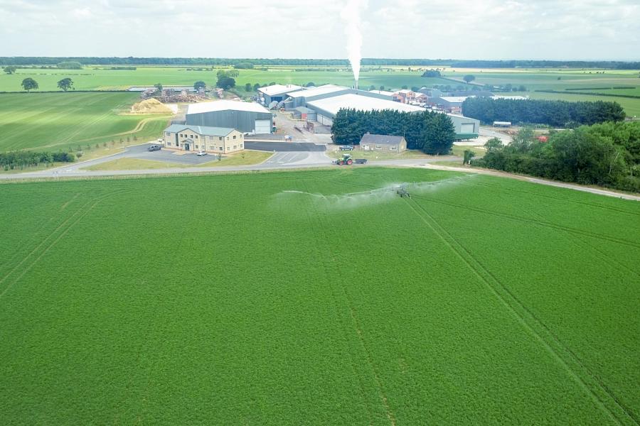 Arial shot of the Blankney Estates arable crops