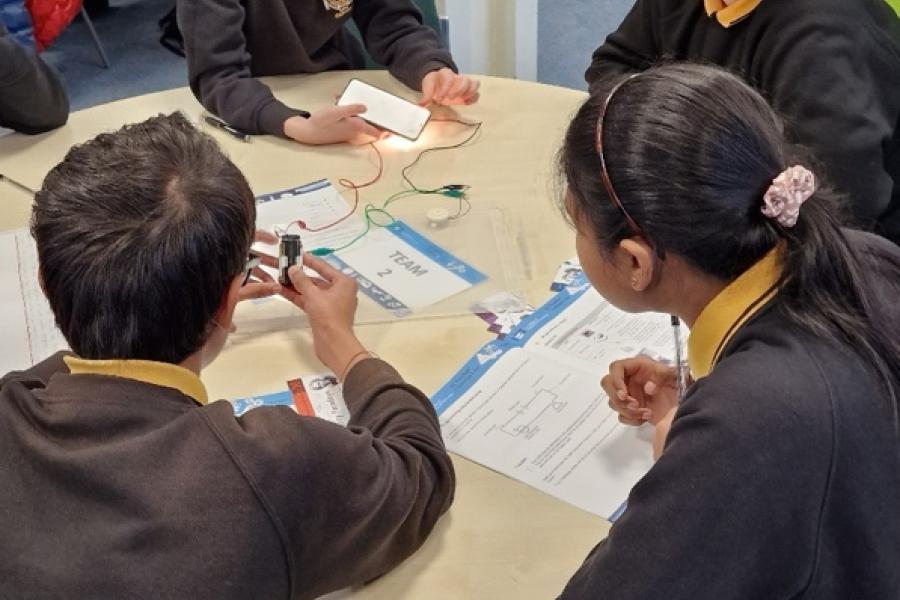 Ysgol Friars hard at work with their prototype.