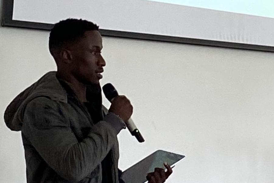 Glory Ogbonda giving a presentation