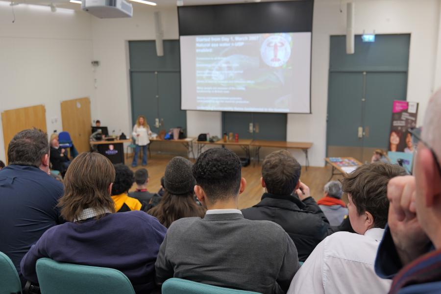 Students listening to the entrepreneurship event in PL2