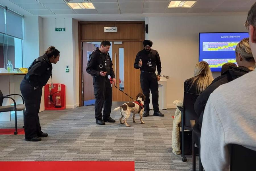 Students at Greater Manchester Police learning about dog handlers within the police force