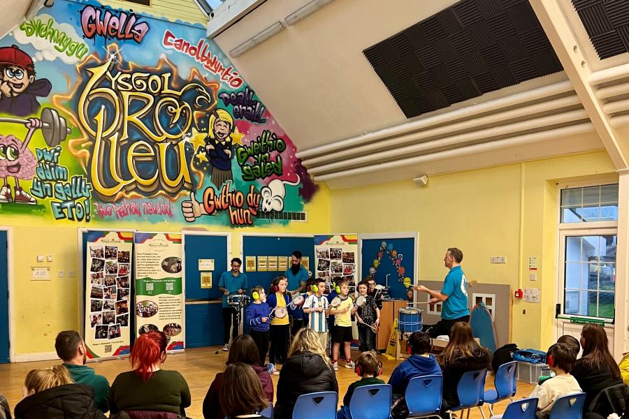Children at a drumming workshop
