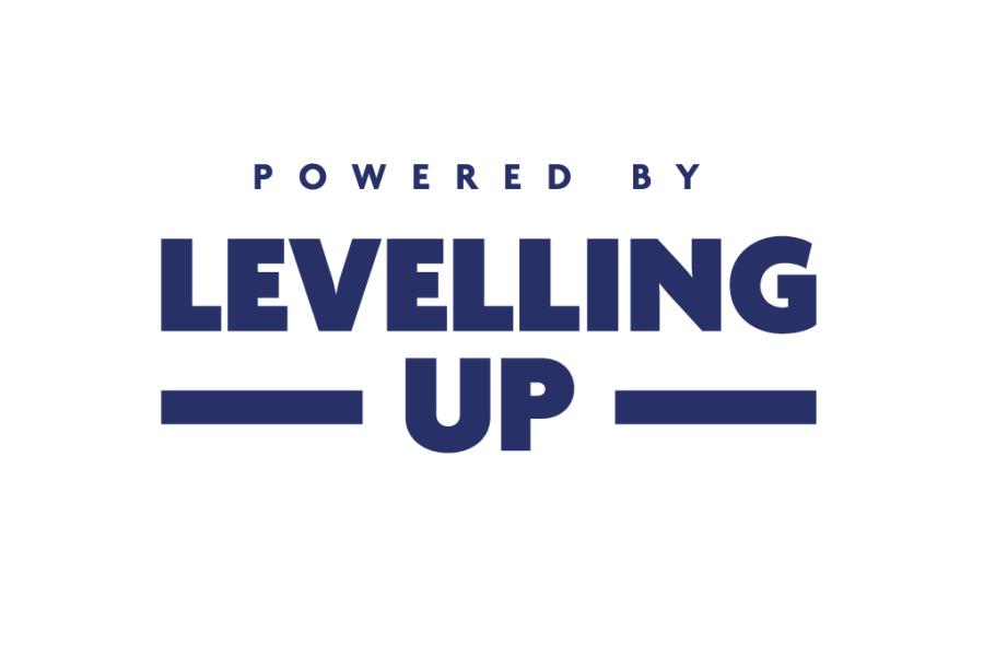 Powered By Levelling Up logo in Blue 
