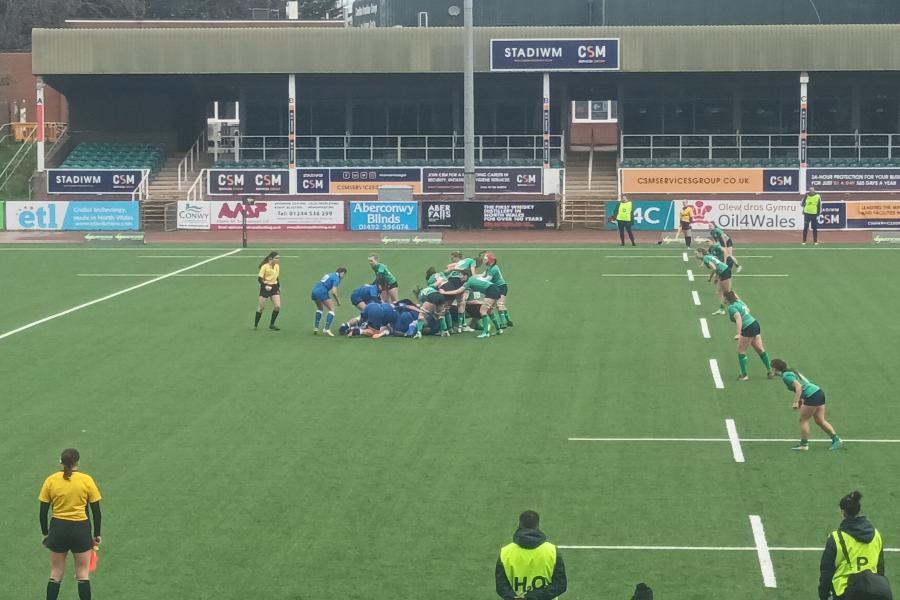 A game of rugby being played on the pitch