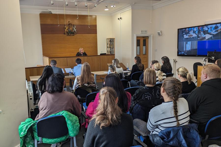 Medical and Law students participating in a simulated coroner’s inquest