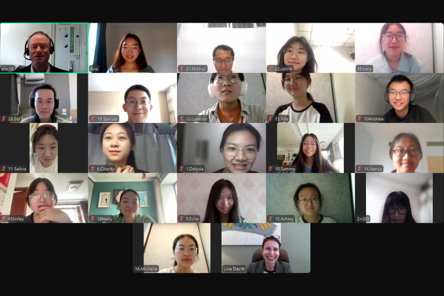 Students attending online course