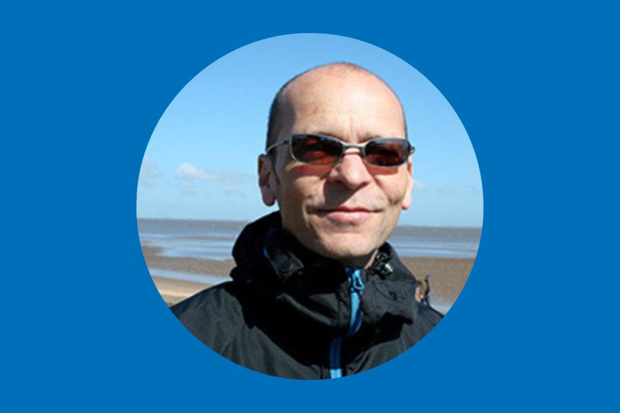 Man in blue frame