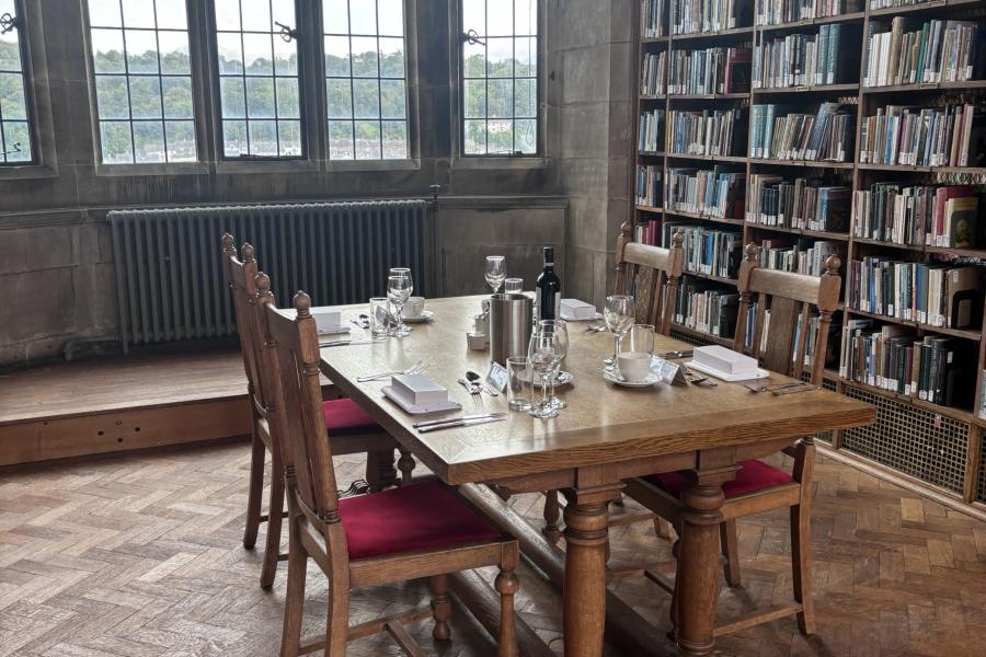 Table set up in Shankland Reading Room