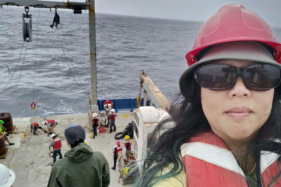 Documenting the deployment of a mooring that measured ocean variables for a year over the 5 km water column southeast of Cape Town, South Africa in March 2023.