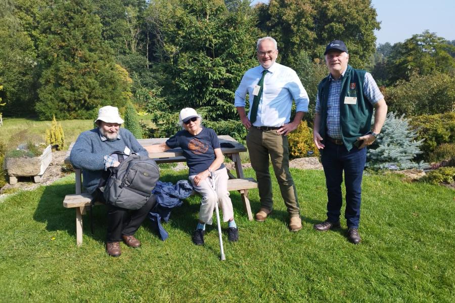 Four people posing for the camera in Treborth Botanic Garden