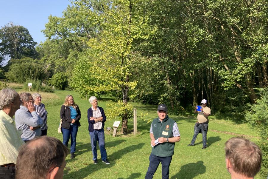 Alumni listening to a talk in Treborth