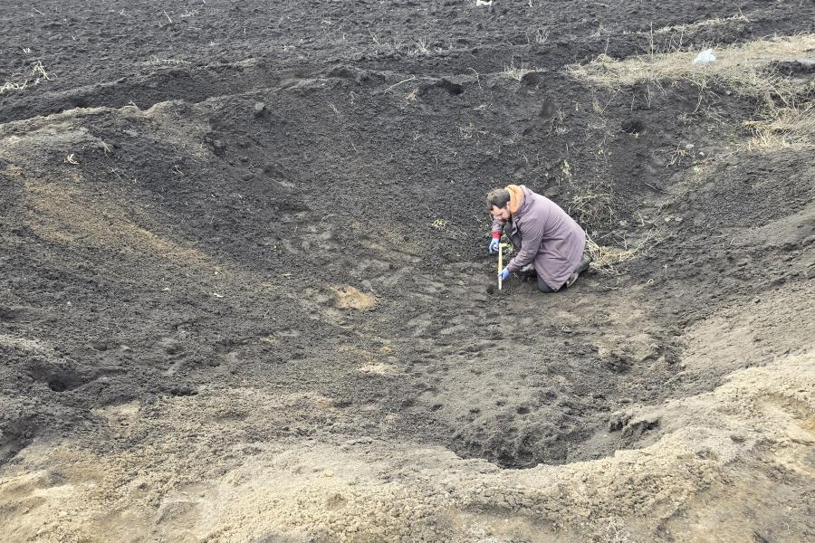 Missile crater in Ukraine
