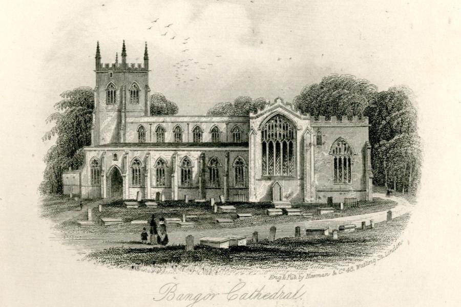 Old photo of Bangor Cathedral