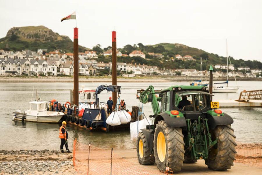 Cultch loading- shells being transported to restoration site 