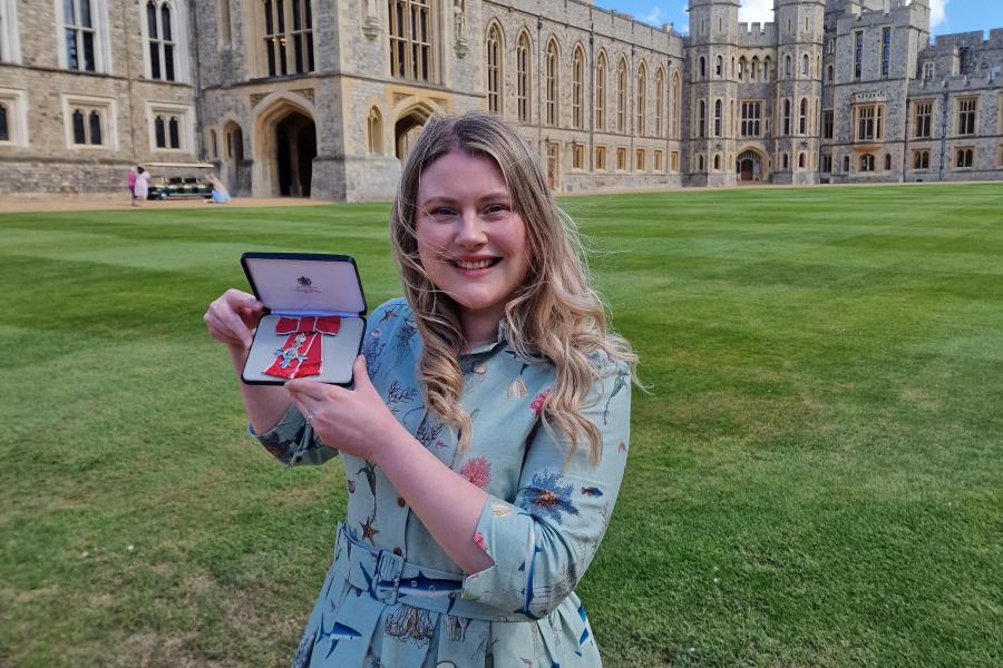 Emily Cunningham with her MBE
