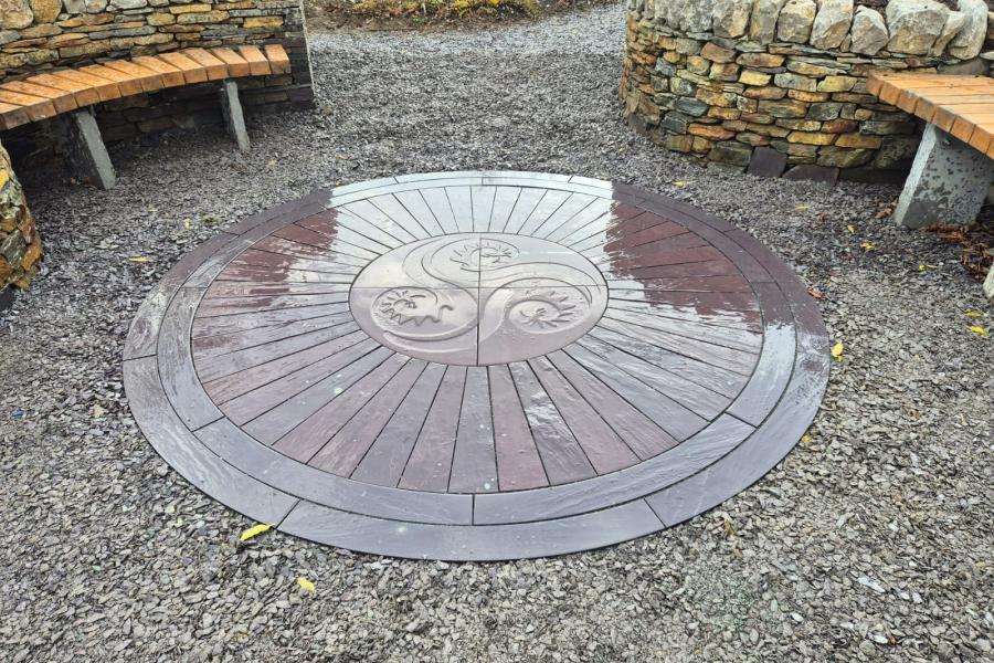 The slate centrepiece at the Welsh Herbal Garden