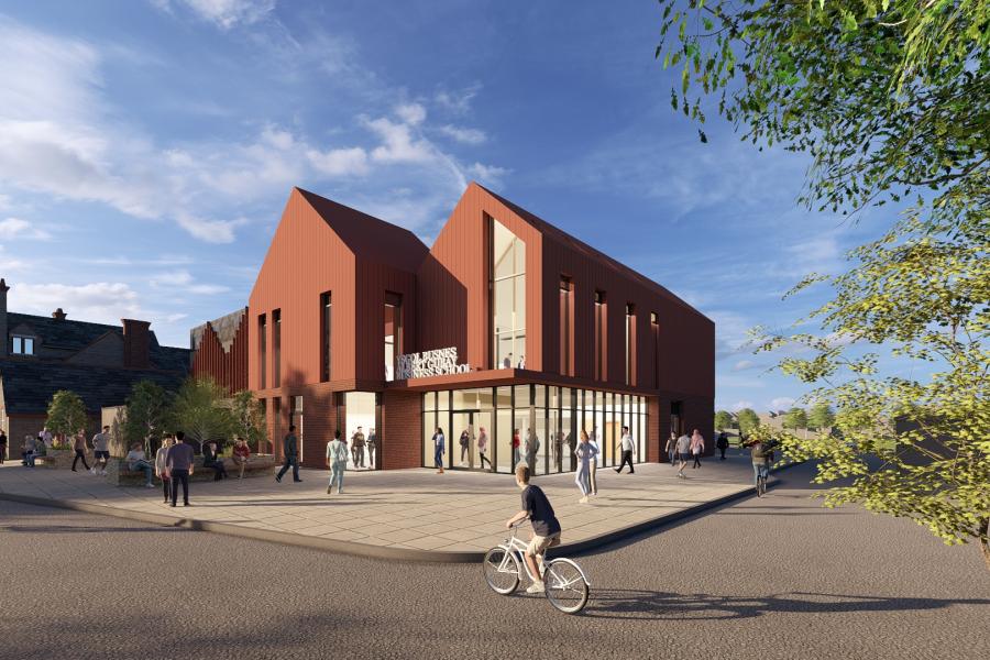 Front architectural drawing of the Albert Gubay Bangor Business School