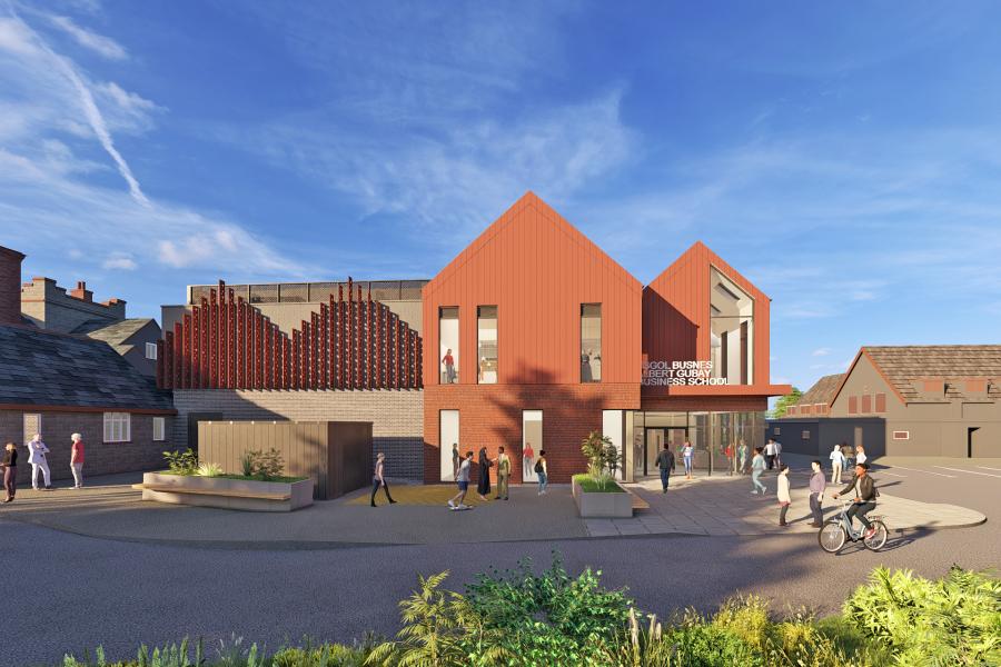 Concept image of the new Albert Gubay Business School exterior