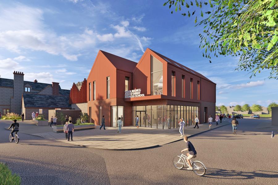 Concept image of the new Albert Gubay Business School exterior