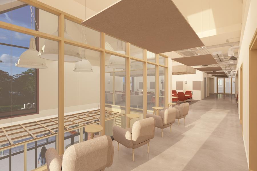 Concept image of the new Albert Gubay Business School interio