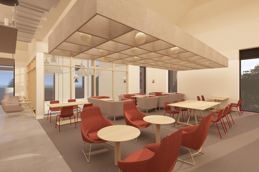 Concept image of the new Albert Gubay Business School interior