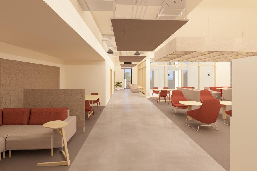 Concept image of the new Albert Gubay Business School interior