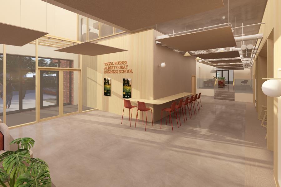 Concept image of the new Albert Gubay Business School interior