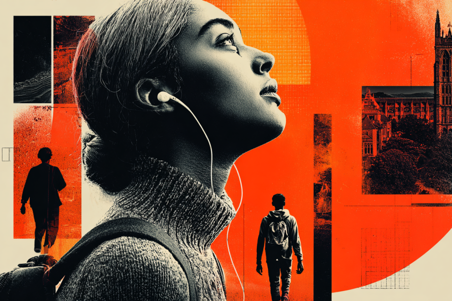 Student display in contemorary background