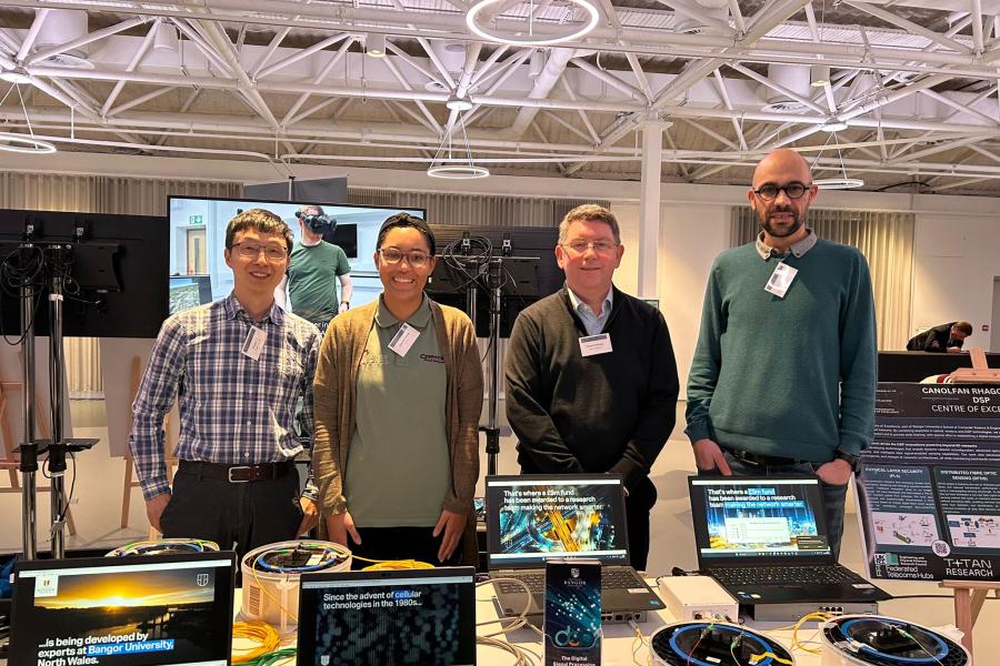 From left to right Dr Xingwen Yi, Jasmine Parkes, Dr Roger Giddings, Omaro Gonem