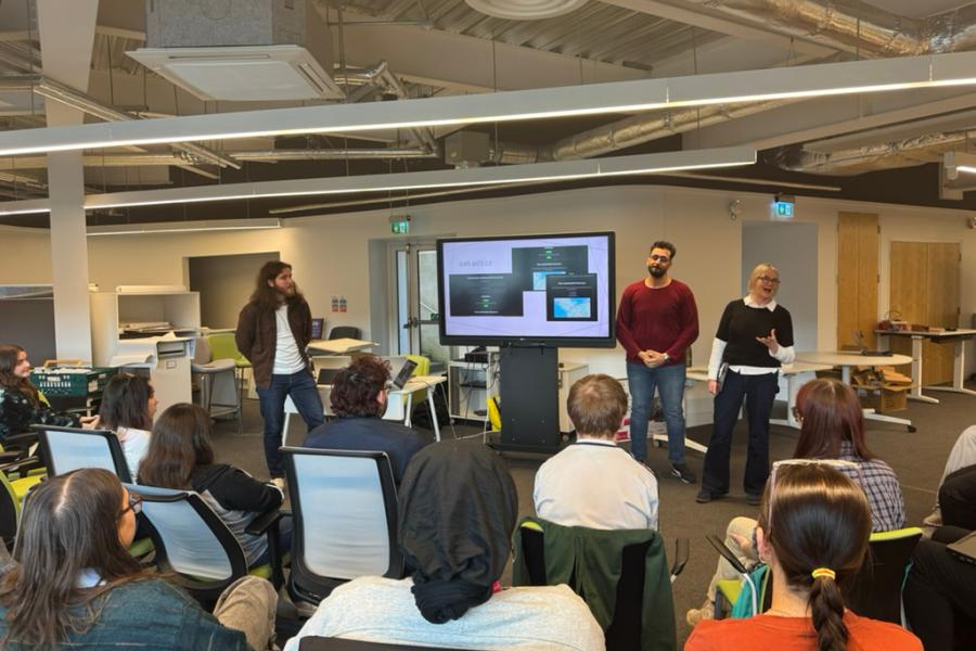Computer Science Hackathon : Third place team Mehran Haddadi (MSc Advanced Data Science), Daniel Farmer (UKRI AIMLAC CDT PhD Computer Science), and Sarah Hartill (UKRI AIMLAC CDT PhD Computer Science) who won £250 for their solution.