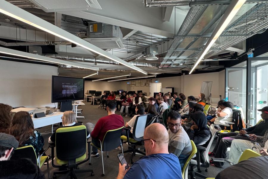 Computer Science Hackathon - Participants prepare to pitch their ideas to the judges after 24-hours.