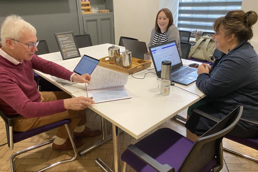 Carl Mather, Sioned and Angela from Seren working on the marketing strategy