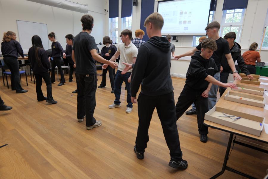 students working on a task