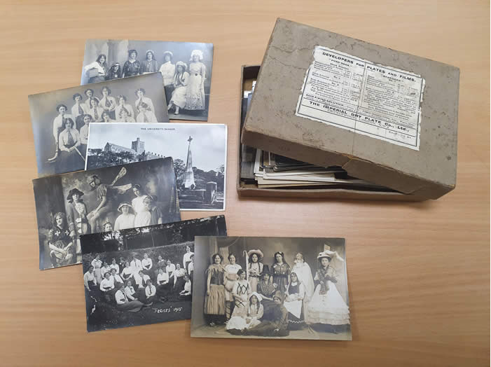 Photo of a box of personal photographs belonging to Mary Sutherland