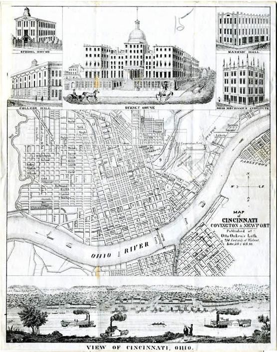 Photo of town plan of Cincinnati mentioned in the cross letters
