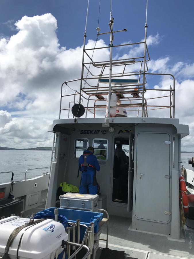 On board a boat undertaking research off the coast of Anglesey