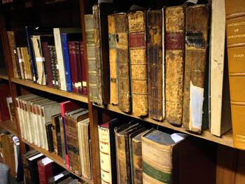 old books on main arts library shelf