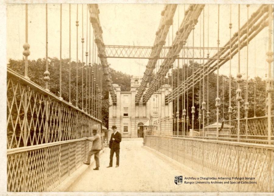 an early photograph of the menai suspension bridge