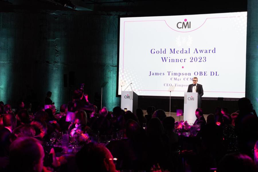 The winner of the Gold Medal Award, James Timpson OBE DL, Chief Executive, Timpson Ltd at the CMI event